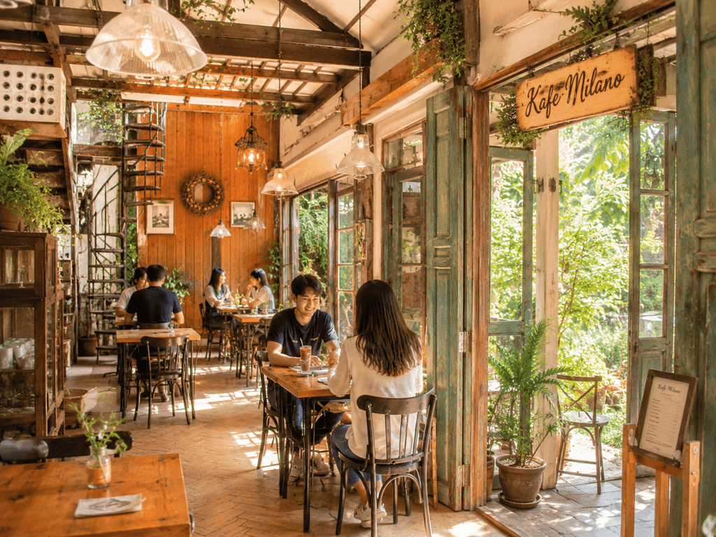 people sitting inside restaurant close-up photography